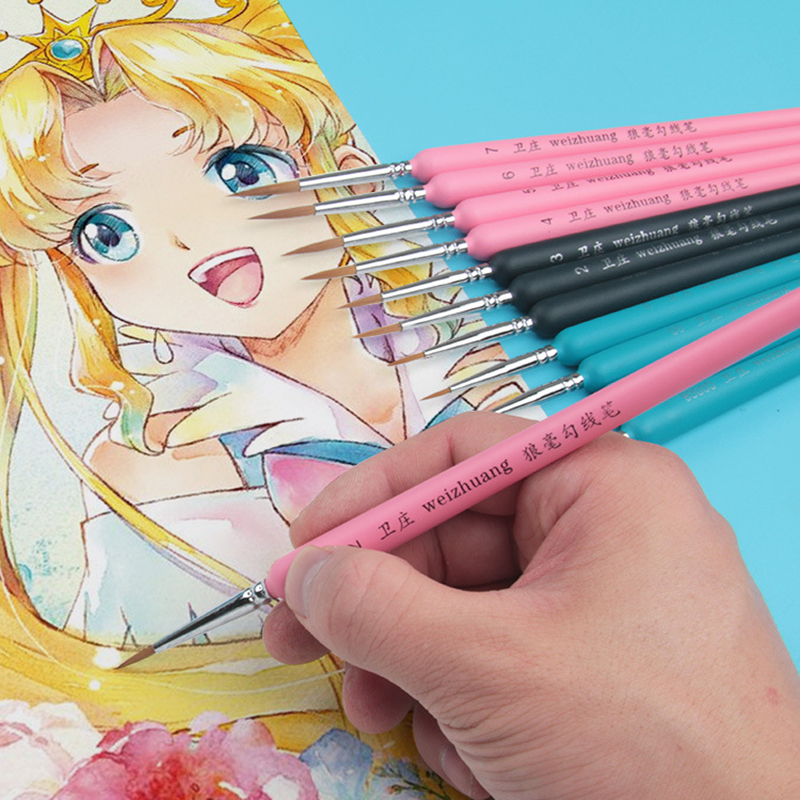 ชุดพู่กันระบายสีจิ๋ว11ชิ้นปากกาเขียนรายละเอียดลายเส้นตะขอทำจากไนลอนสำหรับวาดภาพสีน้ำอะคริลิก