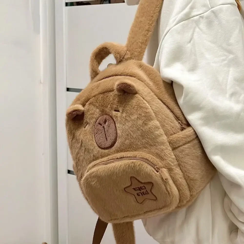 Kawaii Capybara Pluszowy plecak dla kobiet Wszechstronna kreskówka Zabawna torba na ramię Capibala Torba na ramię o dużej pojemności