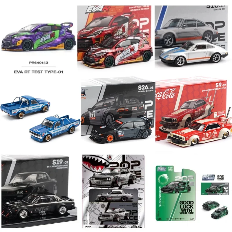 Xcartoys x Pop Race 1:64 EVA RT CUSTOM TYPE-08 087X PANDEM S13 SINGER SKYLINE GTR V8 DRIFT Литая под давлением модель автомобиля