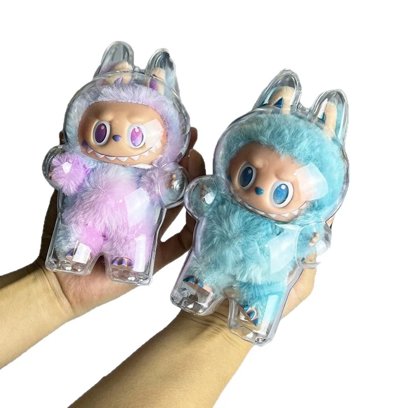 Для Labubu V3 большой в энергию защитный акриловый чехол, прозрачный портативный органайзер, коробка, утолщенная сумка для куклы, сумки-брелки