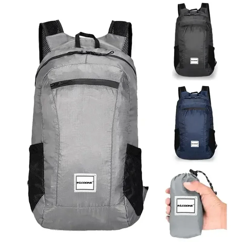 Borsa da trekking all'aperto Zaino portatile leggero da 20 litri Zaino ultraleggero pieghevole impermeabile pieghevole per donna uomo escursionismo in viaggio