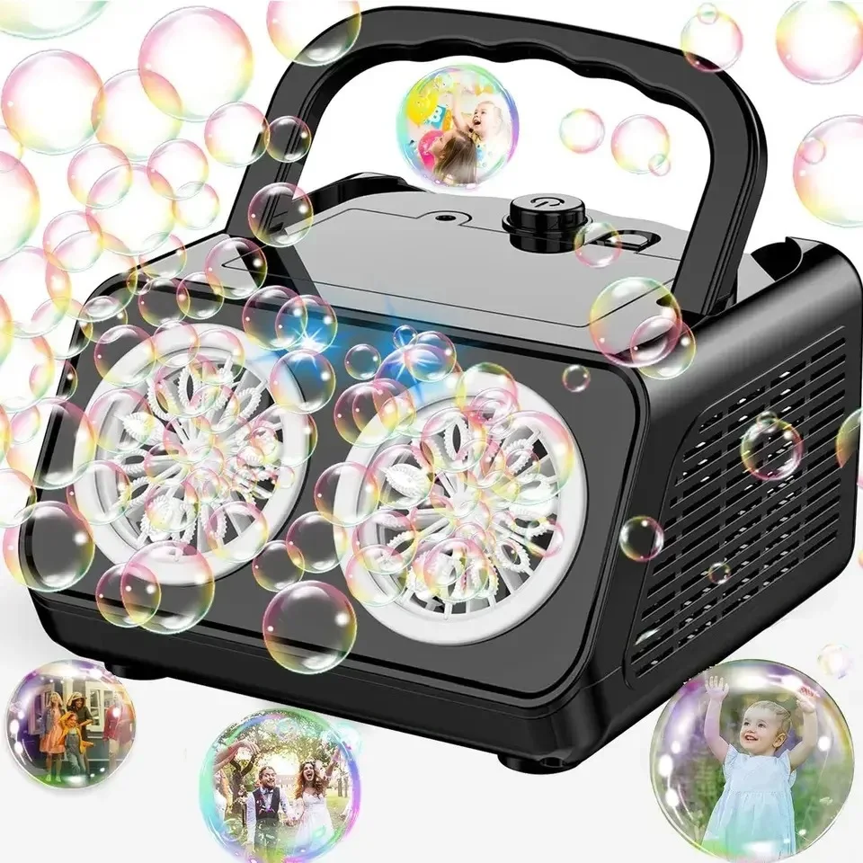 Electric Stage Bubble Machine Gift Handheld Multi hole Fully Automatic One Click Bubble Blowing Outdoor Toy