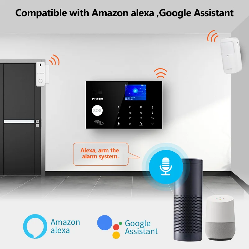 FUERS WIFI GSM Alarm System Wireless Home Einbrecher Alarmanlage Tuya APP Steuerung Sirene Bewegungsmelder PIR Rauch Sensor