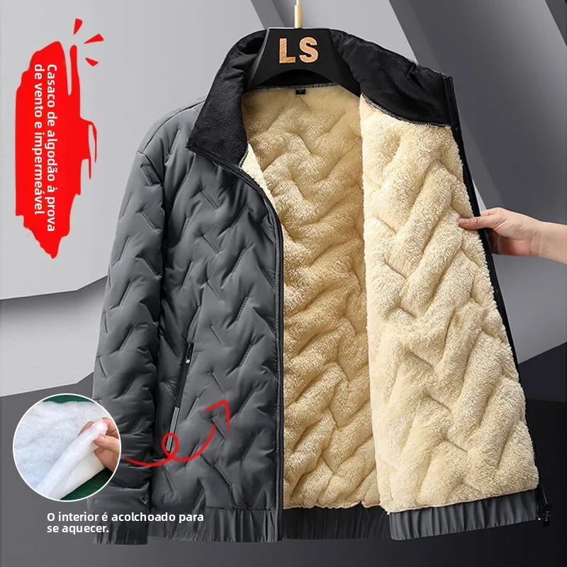 Jaqueta de Aodão de Veludo de Cordeiro Reforçada com Gola Alta, Resistente ao Uso, Roupas de Trabalho de Inverno para Homen...