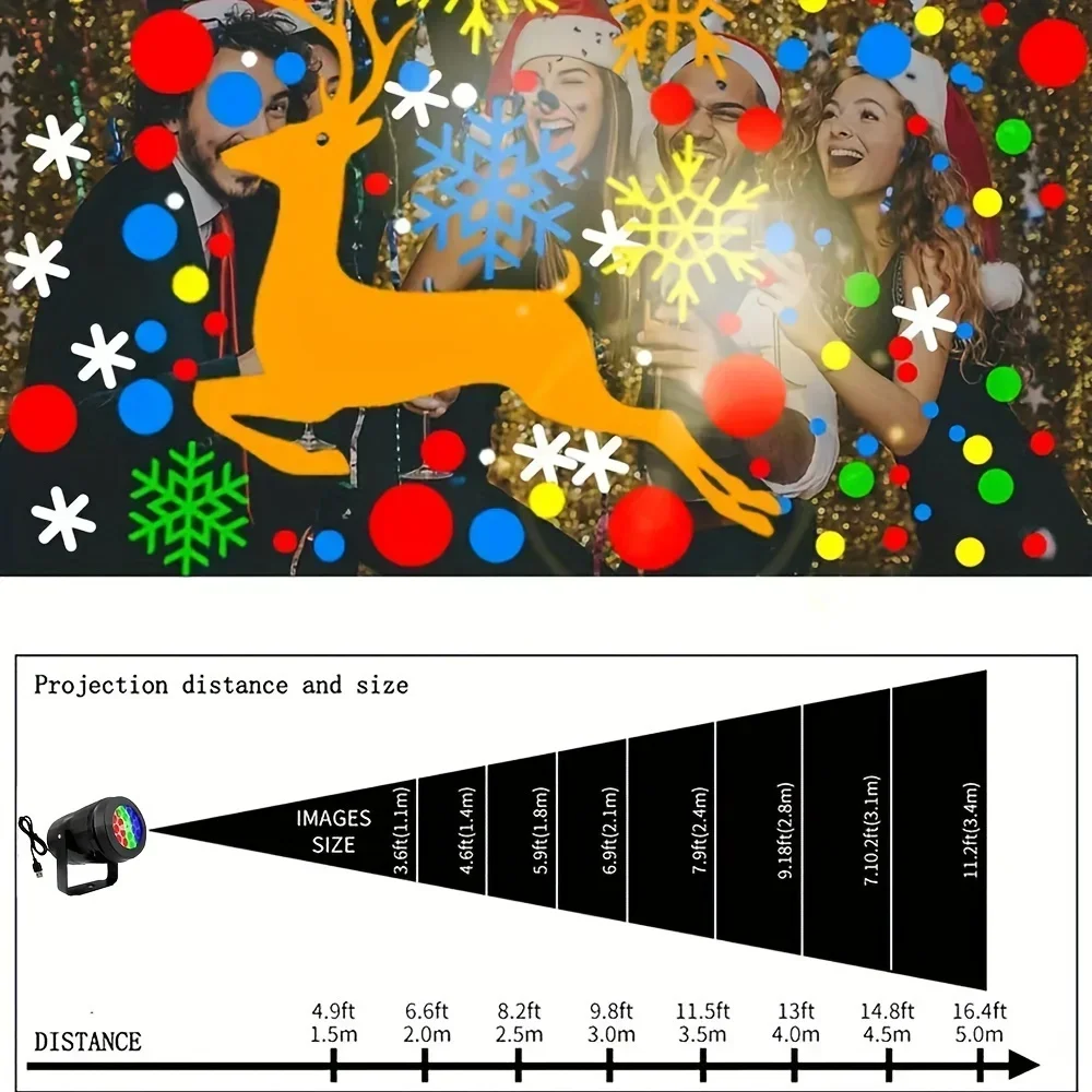 LED Snowflake Christmas Laser Projector Light,16 patterns Waterproof Rotating Christmas Stage Lights Christmas Decoration