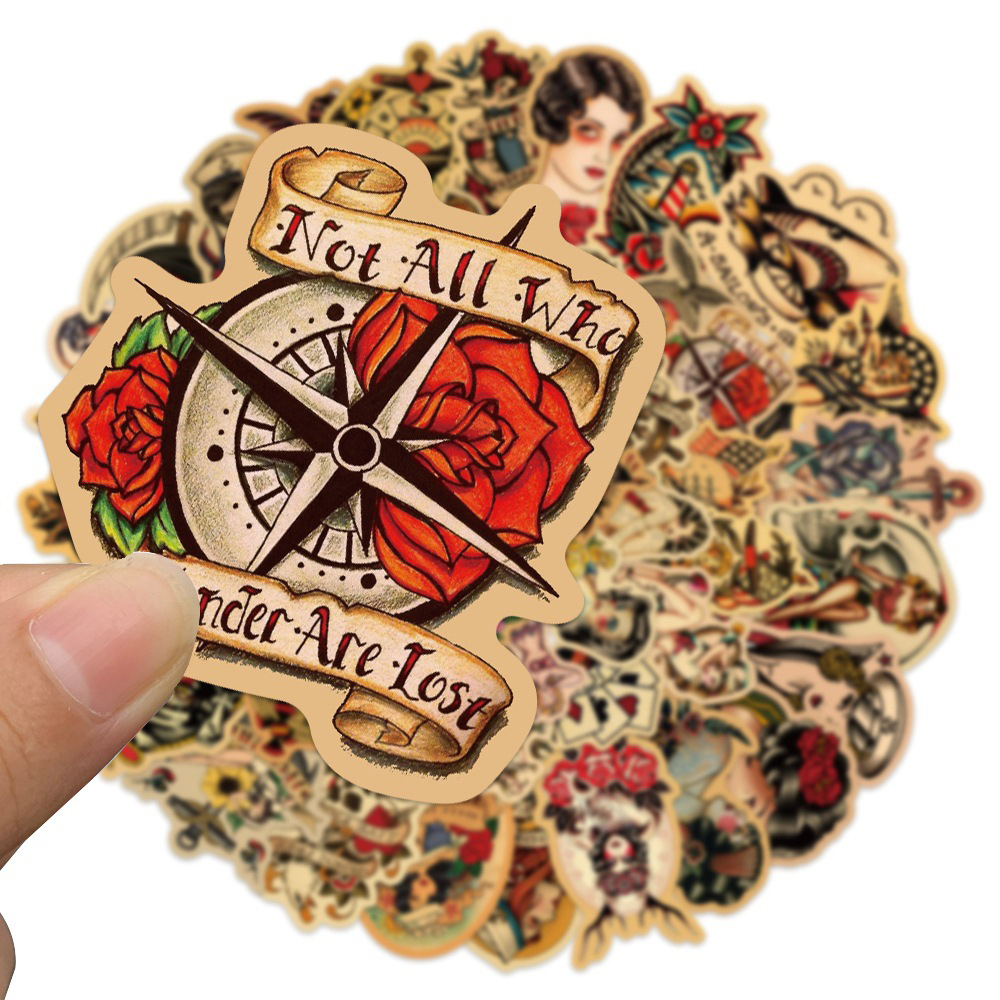 10/30/50/100 個レトロピンナップガール落書きステッカーかわいいセクシーなタトゥー女の子デカールスクラップブック荷物電話防水ステッカーおもちゃ