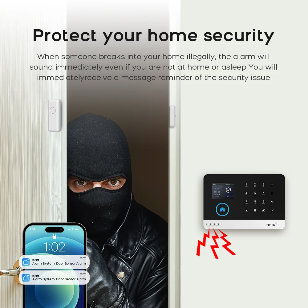 PGST 2G GSM WiFi Sicherheit Schutz Alarm System Alexa Tuya Smart Leben Home Automation Tür Sensor Alarm Sicherheit System kit