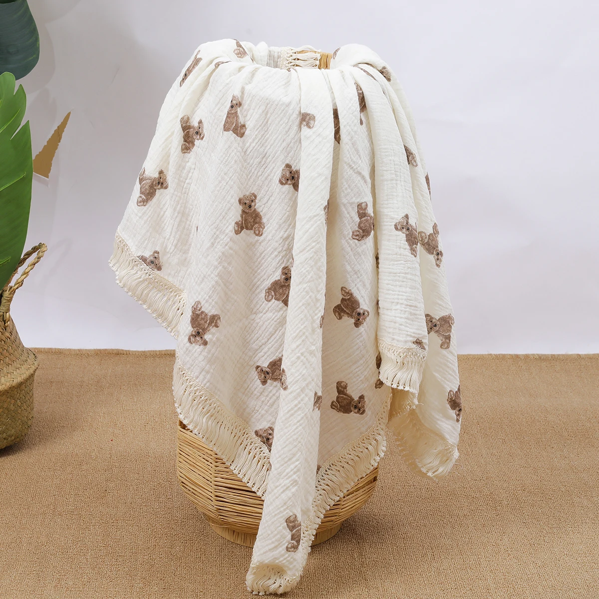 Coperte per fasciatoio con nappe Double Guaze per accappatoio traspirante in mussola di cotone per bambini Coperte per passeggino per bambini