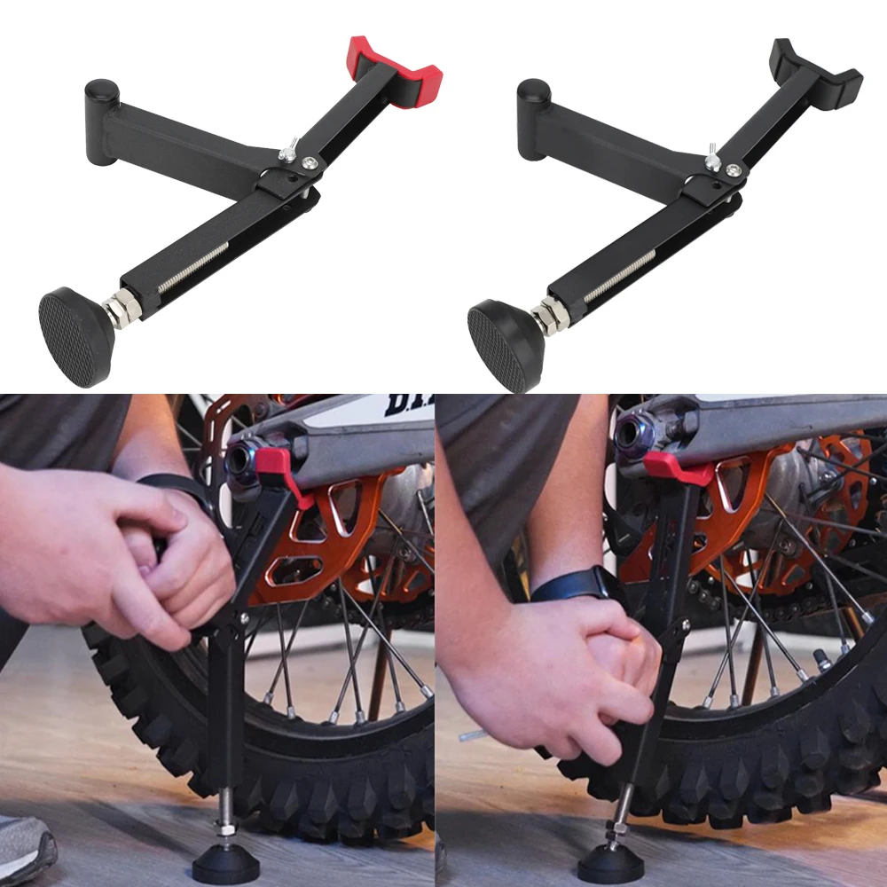 Universal Motorcycle Wheel Stand Portable Handle Single Sided Paddock Stand Front Rear Support Foldable Tire Repairing Tool Lift