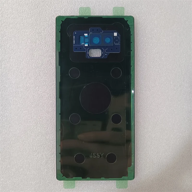 สําหรับ Samsung Galaxy หมายเหตุ 9 N960 ฝาครอบแบตเตอรี่แก้วด้านหลังแผงประตูพร้อมชิ้นส่วนซ่อมเลนส์กล้อง