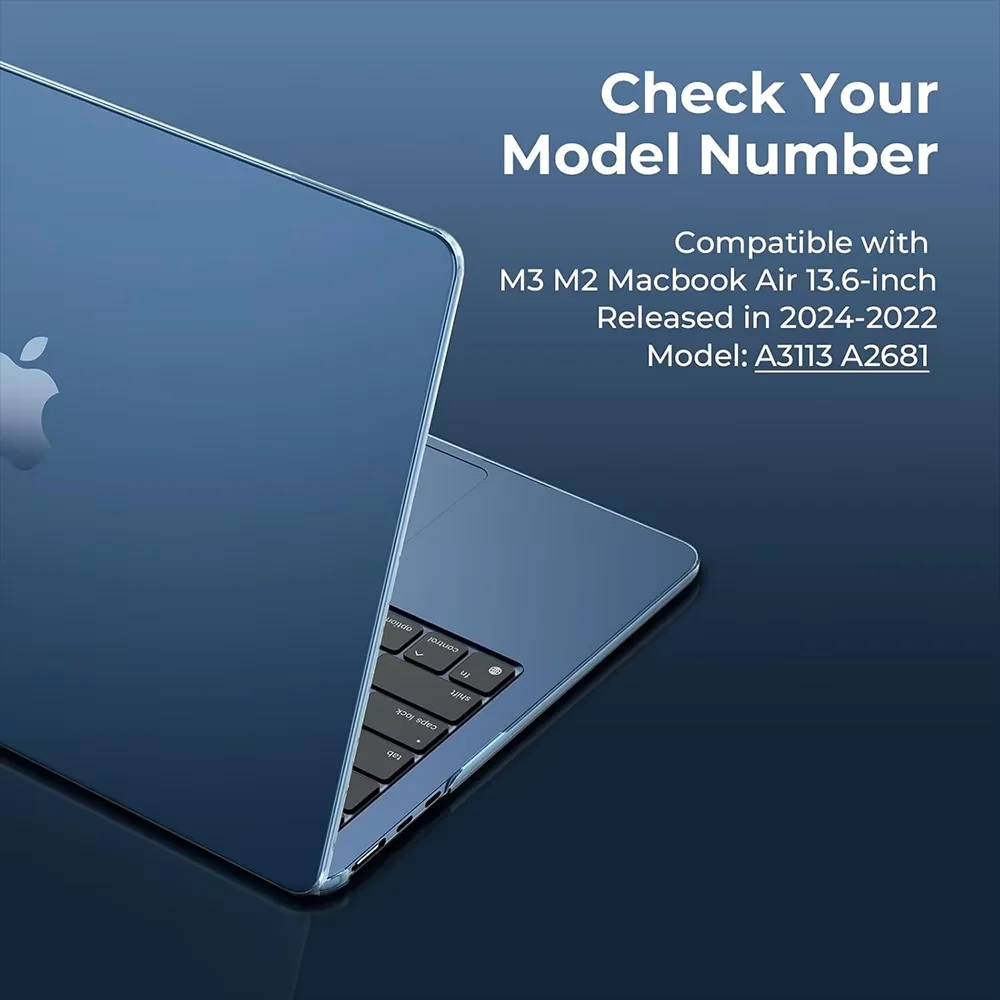 Para macbook air case 13 Polegada m4 m3 m2 2025 2024 2022 a3240 a3113 a2681 compatível com capa de laptop 13.6 Polegada ultrafino fosco
