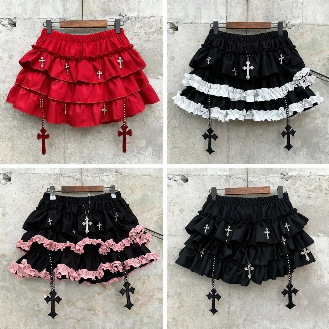 Gotico Y2k Elastico in Vita Harajuku Y2k Gonna Corta Donna Hot Chic Pulcino Volant Sottocultura Gonne Design Retro Torta Gonna Lolita