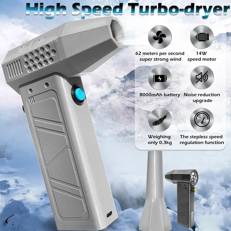 Souffleur d'air 140000 tr/min Turbo Jet ventilateur affichage de puissance puissant ordinateur poussière soufflage outils de nettoyage souffleur Portable noir