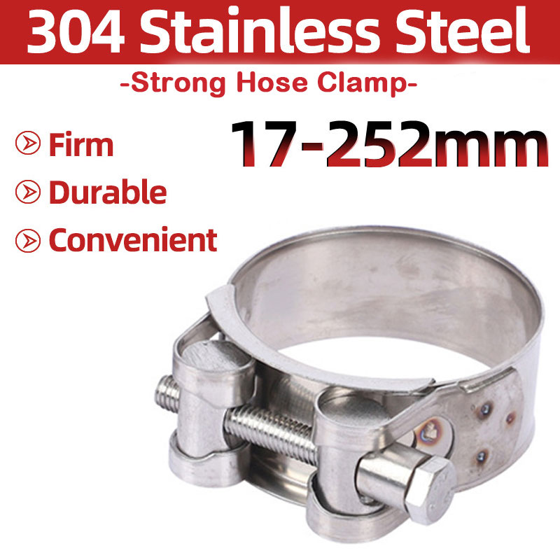 High Quality Stainless Steel Hose Clamp Exhaust Air Water Pipes Durable Sealing Powerful Strength Repair Welding Tools 17-252mm