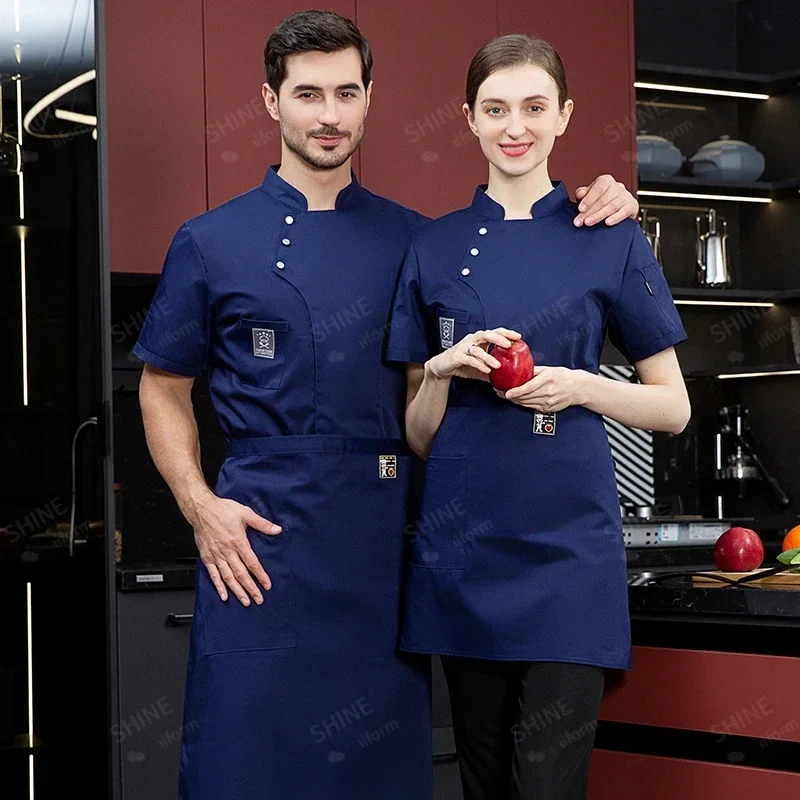 ผู้ชาย Chef แขนสั้นชุดห้องครัวร้านอาหาร Chef Coat เสื้อเบเกอรี่ Breathable Chef ชุดแขนยาว Chef แจ็คเก็ตผ้ากันเปื้อน