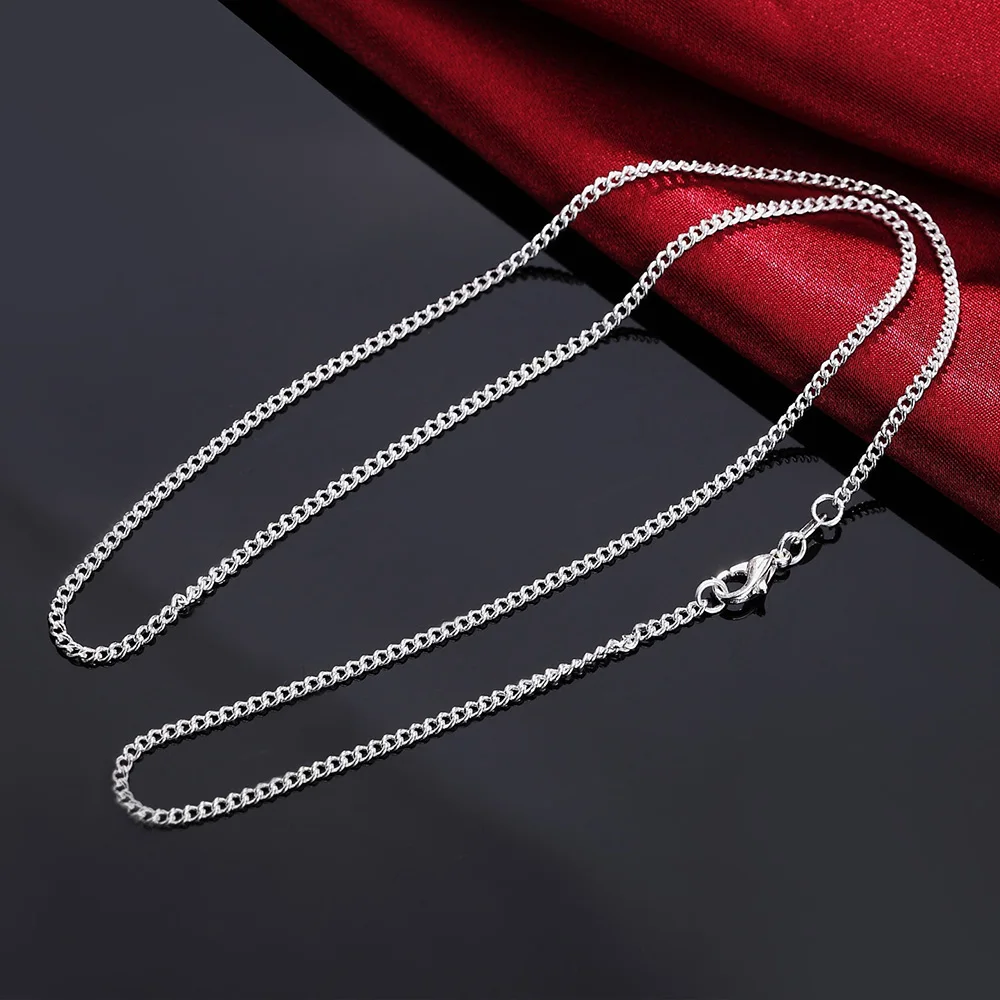 Nuova collana in argento sterling 925 16/18/20/22/24/26/28/30 pollici 2MM catena a corda per donna uomo gioielli di alta qualità regali