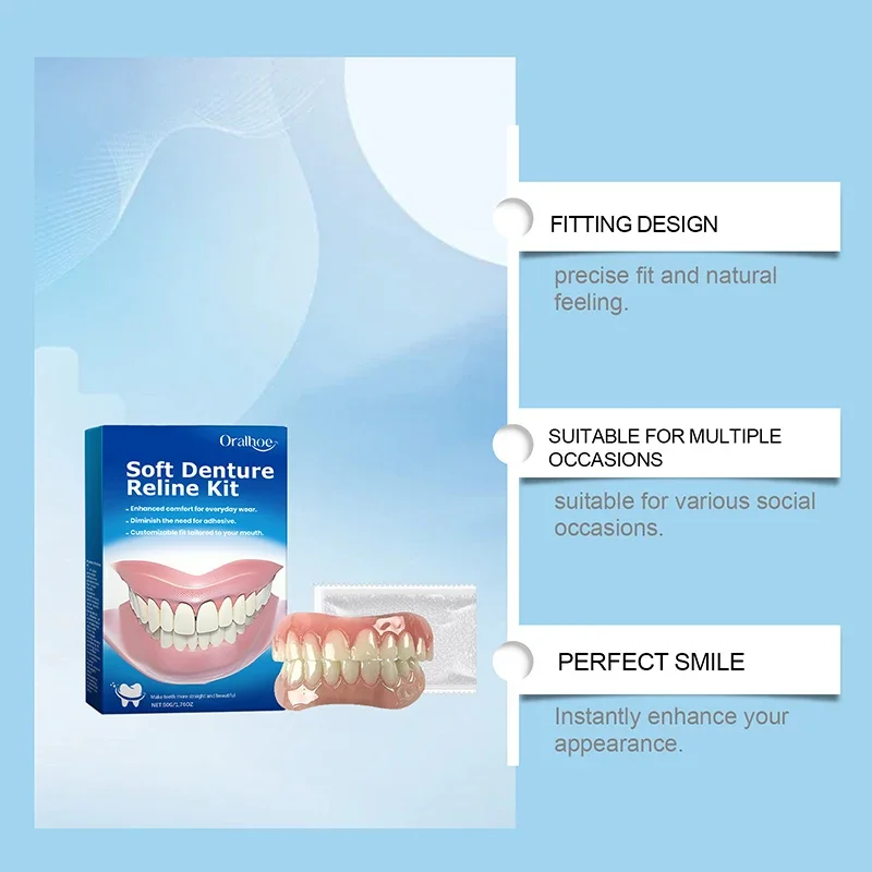 Denture Silicone Kit Silicone Liners Soft Kit Soft Denture Kit Teeth Upper And Lower Set Easy Use Dental care