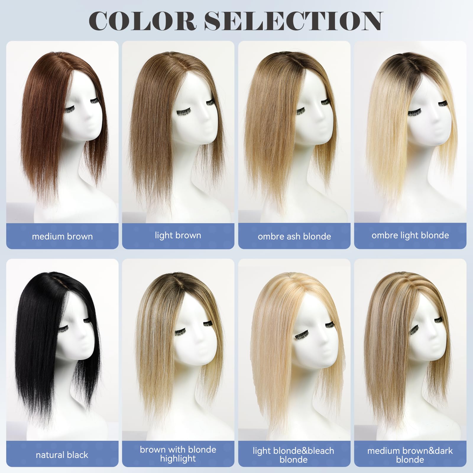 ブラウン混合ブロンドレミー人毛トッパーシルクベースクリップストレート 14 インチヘアピースエクステンション女性のための 100% 人毛