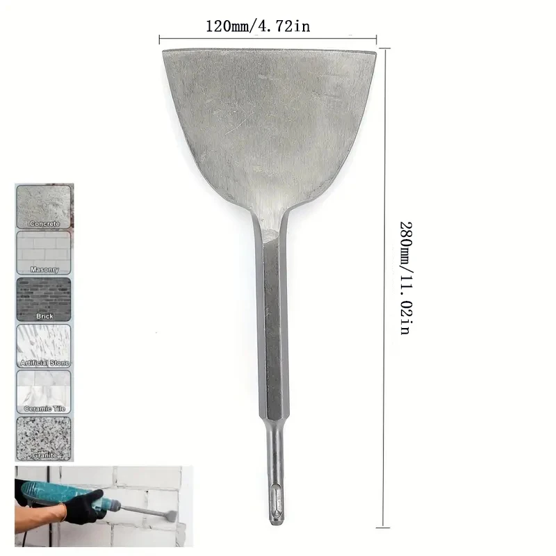 Round Handle Large Chisel Ultra-Thin Flat Shovel Cement Trough Shovel Round Handle Electric Hammer Drill Bit Shovel Chisel