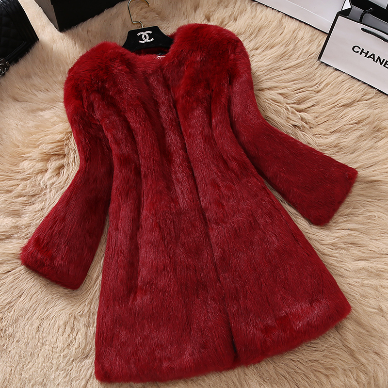 リアルラビットファーコートジャケット2022イン新しい冬女性レックスウサギの毛皮のコートパーカージャケット75センチメートル女性リアルウサギの毛皮のコート