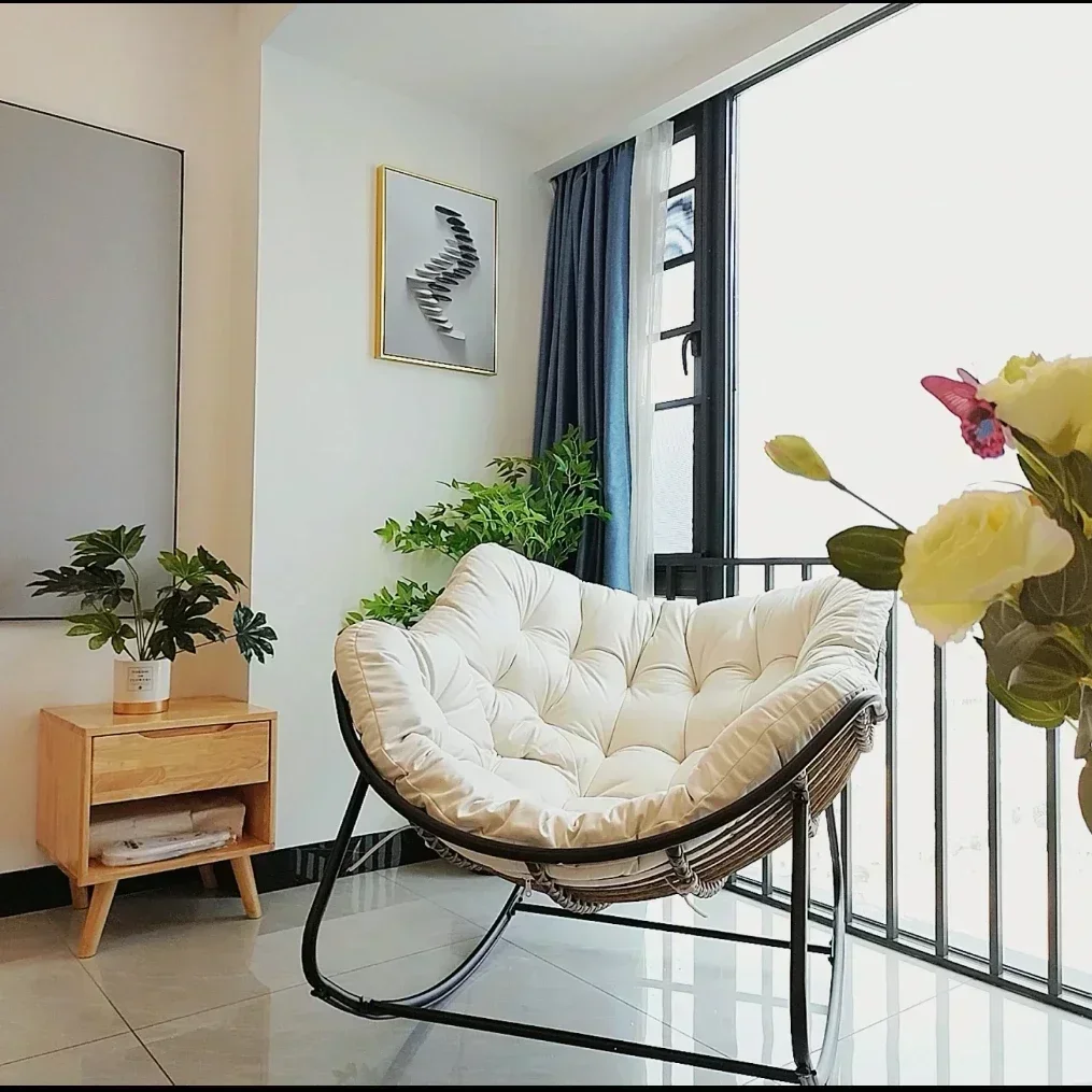 โยกเก้าอี้โซฟาขี้เกียจ Bird Nest รูปห้องนั่งเล่นระเบียง Nap Small Apartment หวายทอผู้ใหญ่
