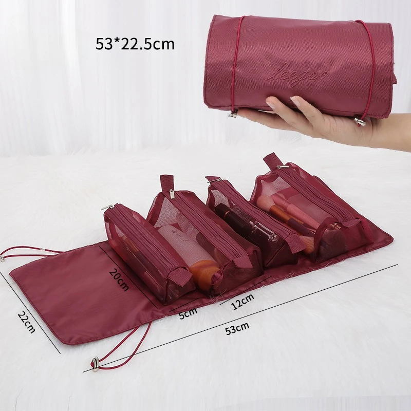Female portable large capacity makeup bag, skincare sub packaging, toiletries bag, travel makeup brush, partitioned storage bag
