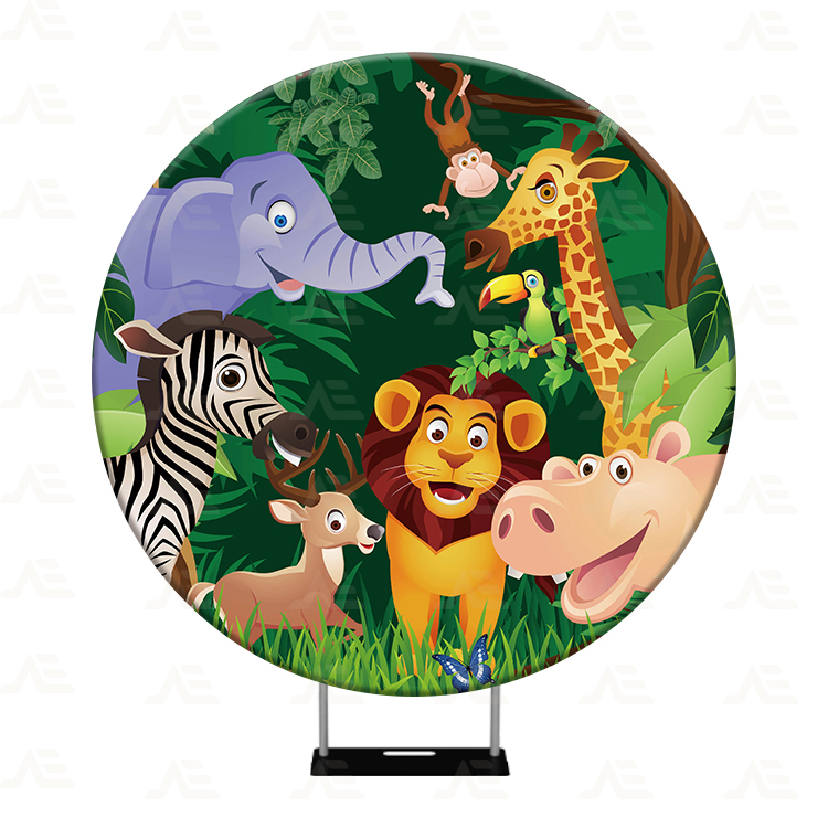 라운드 웨딩 용품 장식 배경 스탠드 디스플레이, 생일 파티 이벤트, 베이비 샤워 배경, 커스텀 로고, 6.5 피트