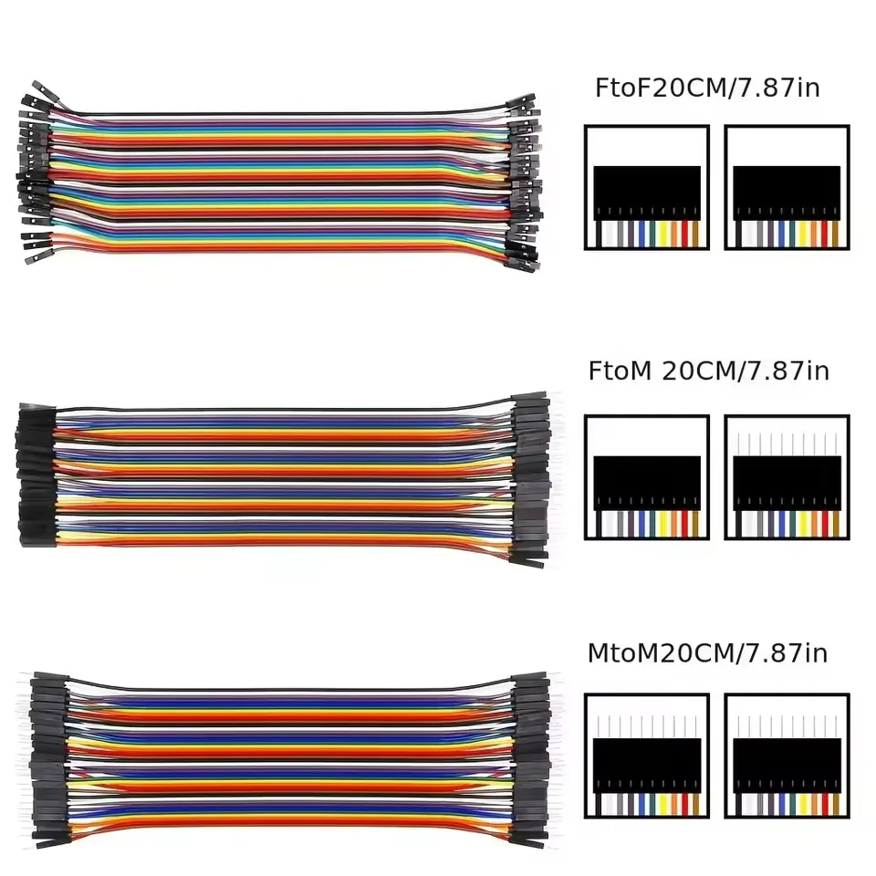 40Pin Dupont Line 10/20/30 ซม.ชาย-ชาย,ชาย-หญิง,หญิง-หญิงจัมเปอร์ Dupont สายไฟสําหรับ Arduino DIY KIT