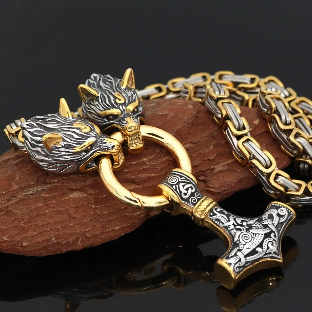 หัวหมาป่าจี้สแตนเลส Nordic Celtic Wolf สร้อยคอผู้ชายไวกิ้งสแกนดิเนเวียน Rune อุปกรณ์เสริมนอร์ส Amulet เครื่องประดับ