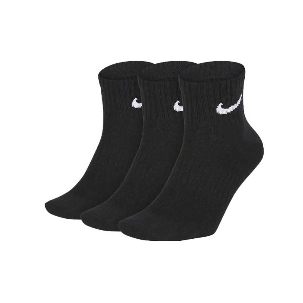Nike EVERYDAY LTWT ANKLE 3PR Lightweight Neutral Quick Dry Training Socks 3 Pairs Winter Supportive Comfort Soft Black & White
