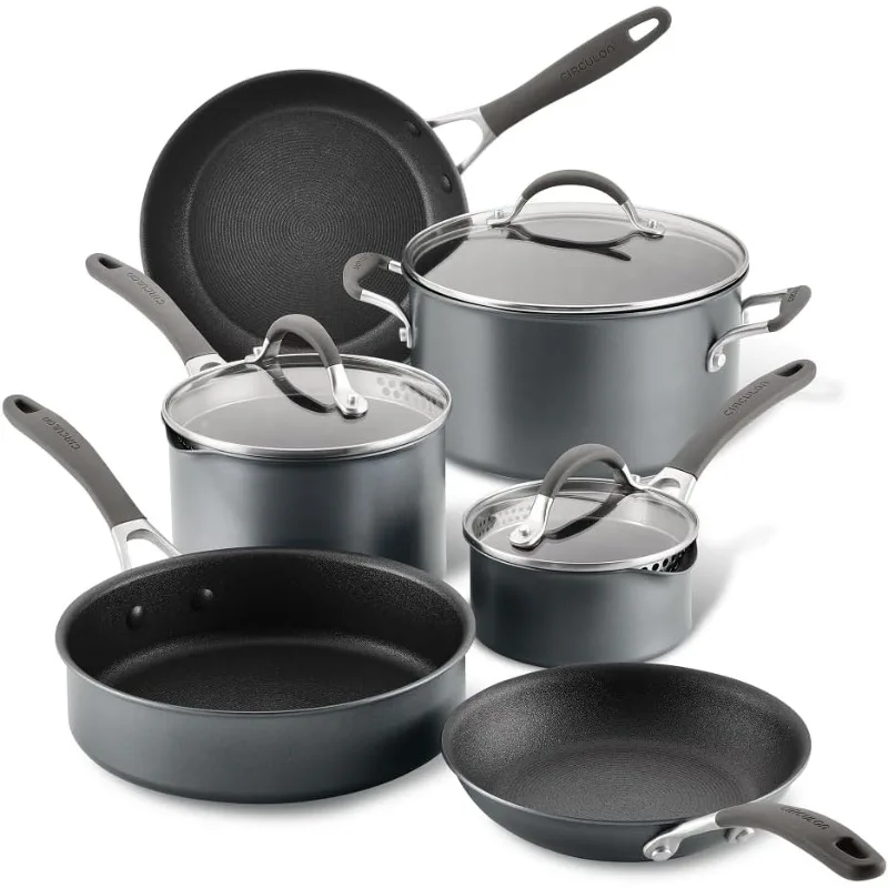 A1 Series with ScratchDefense Technology Nonstick Induction Cookware/Pots and Pans Set, 9 Piece, Graphite