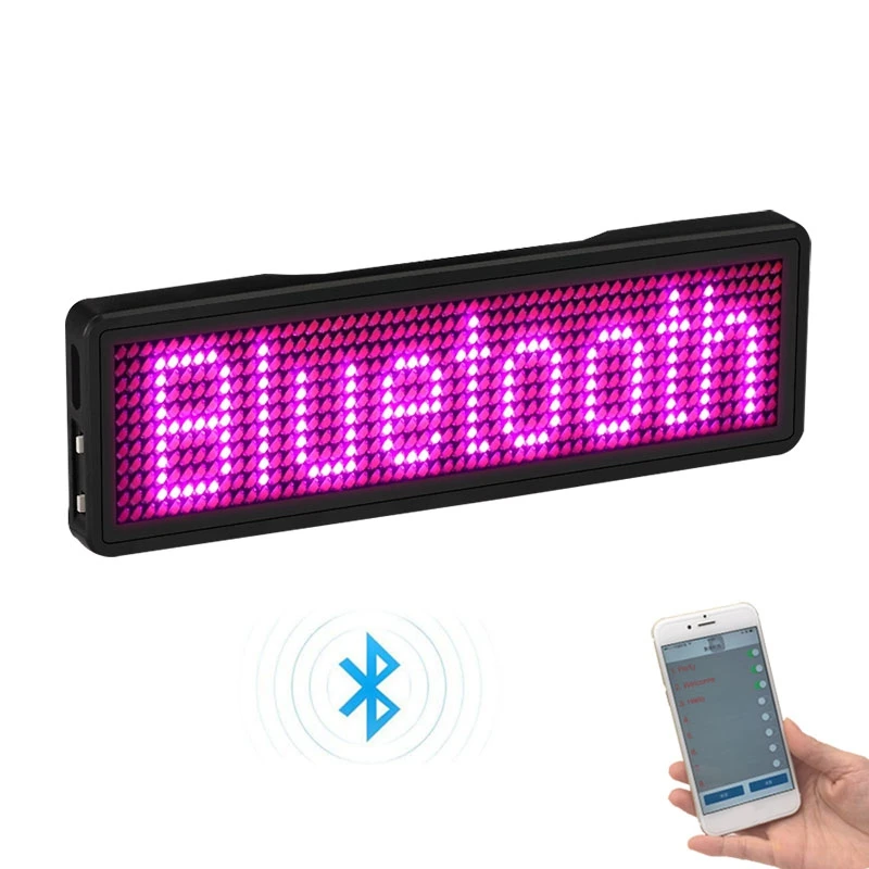 Bluetooth LED Identyfikator z imieniem Akumulatorowy znak świetlny DIY Programowalny przewijany wyświetlacz LED tablicy ogłoszeń, typ 2