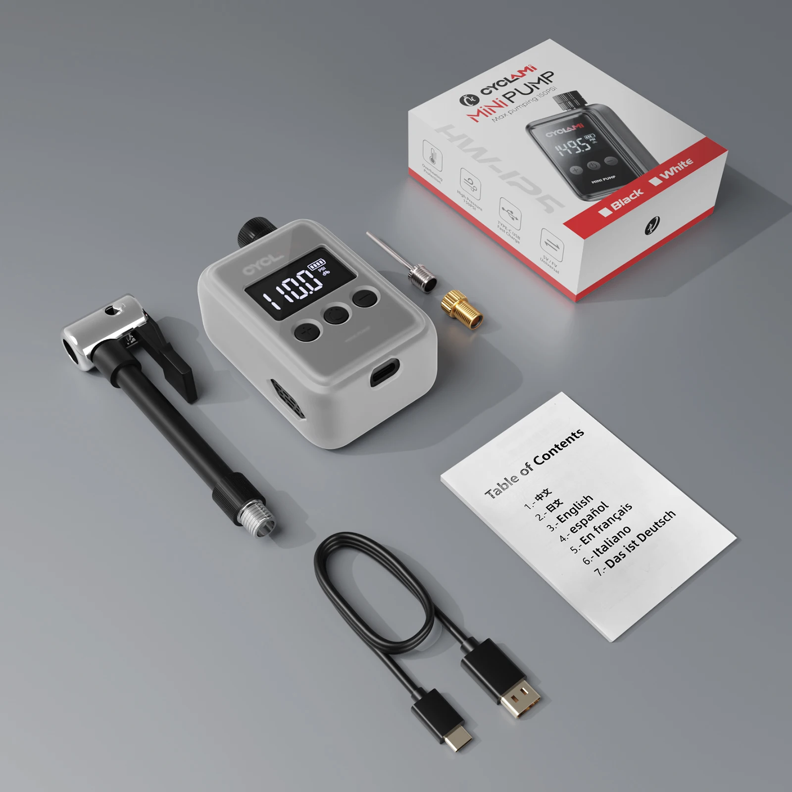 150PSI แบบพกพาจักรยานปั๊มลมไฟฟ้า Schrader Presta วาล์วแผนที่ MINI Fast ชาร์จคอมเพรสเซอร์ยาง Inflator CYCLAMI