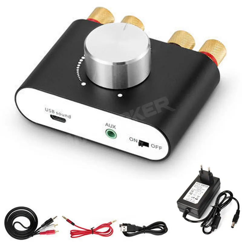Woopker Digitaler Audioverstärker HiFi-Soundverstärker TPA3116 Empfänger Bluetooth 5.0 Auto Mini Heimkino-Soundsystem 50W*2