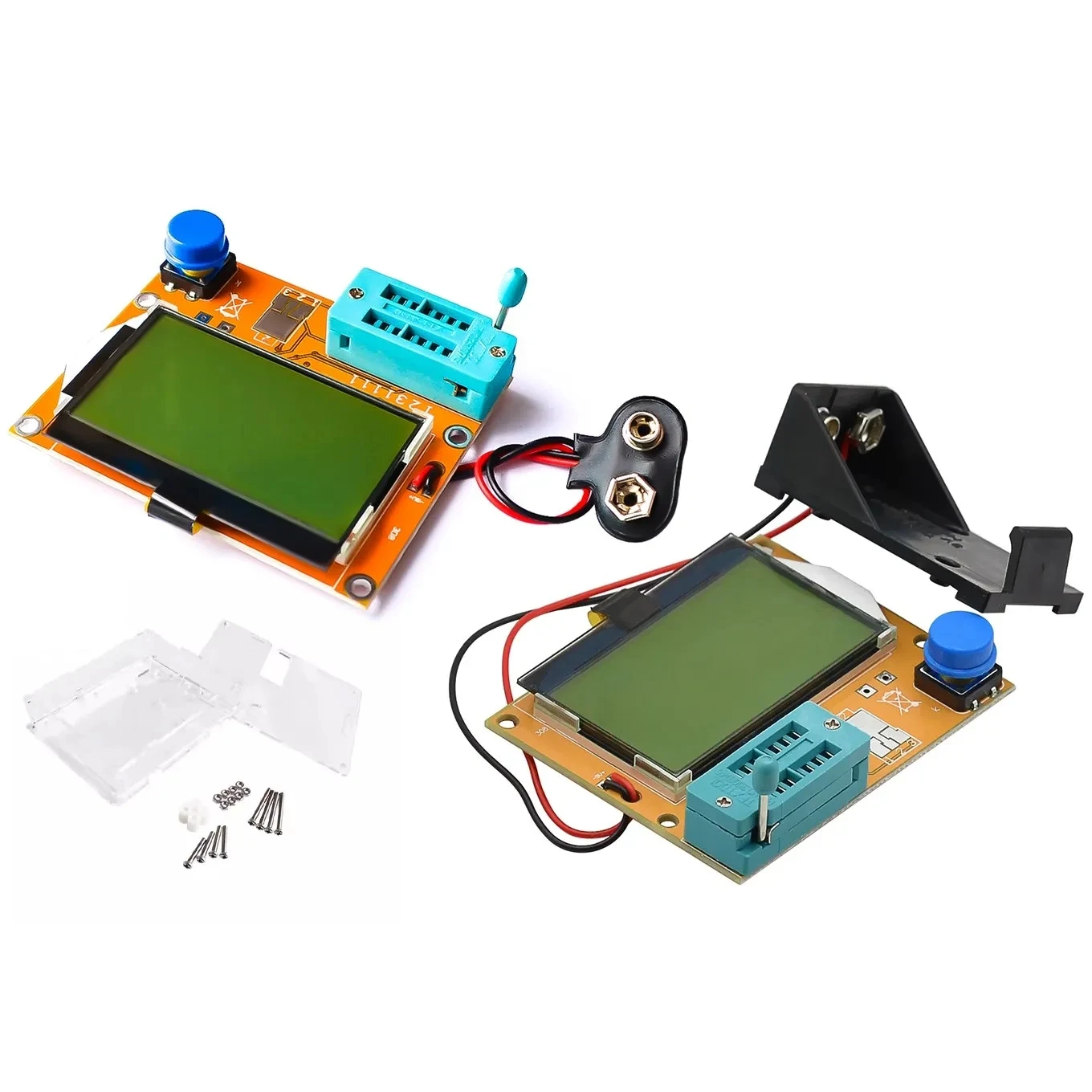 LCR-T4 เครื่องทดสอบทรานซิสเตอร์แบบกราฟิกตัวเก็บประจุตัวต้านทาน ESR ไทริสเตอร์จอแสดงผล LCD