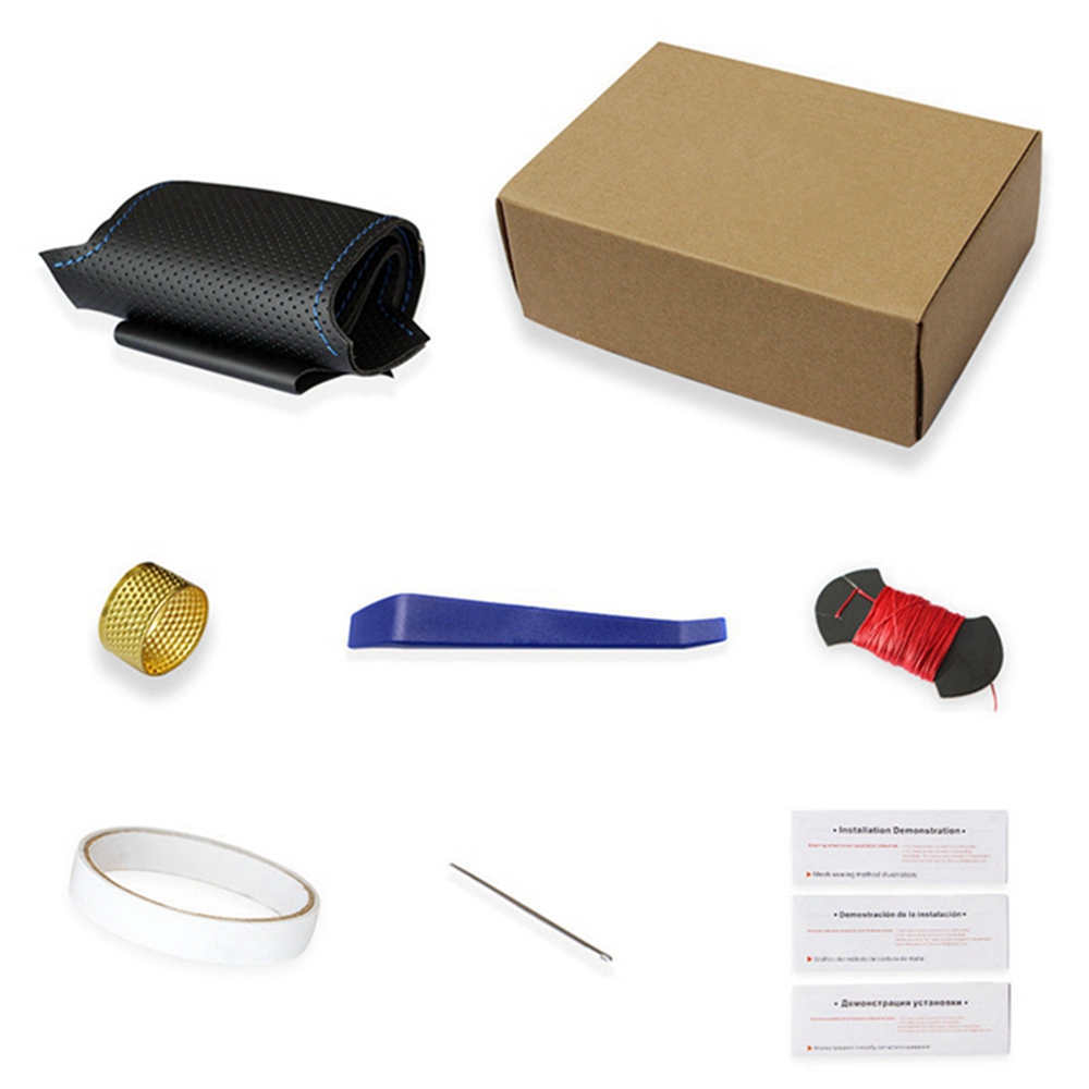 Penutup Setir Mobil DIY Kulit Asli Hitam Anti-selip Jahitan Tangan untuk BMW F20 F21 F22 F23 F30 F31 F34 F32 F33 F36