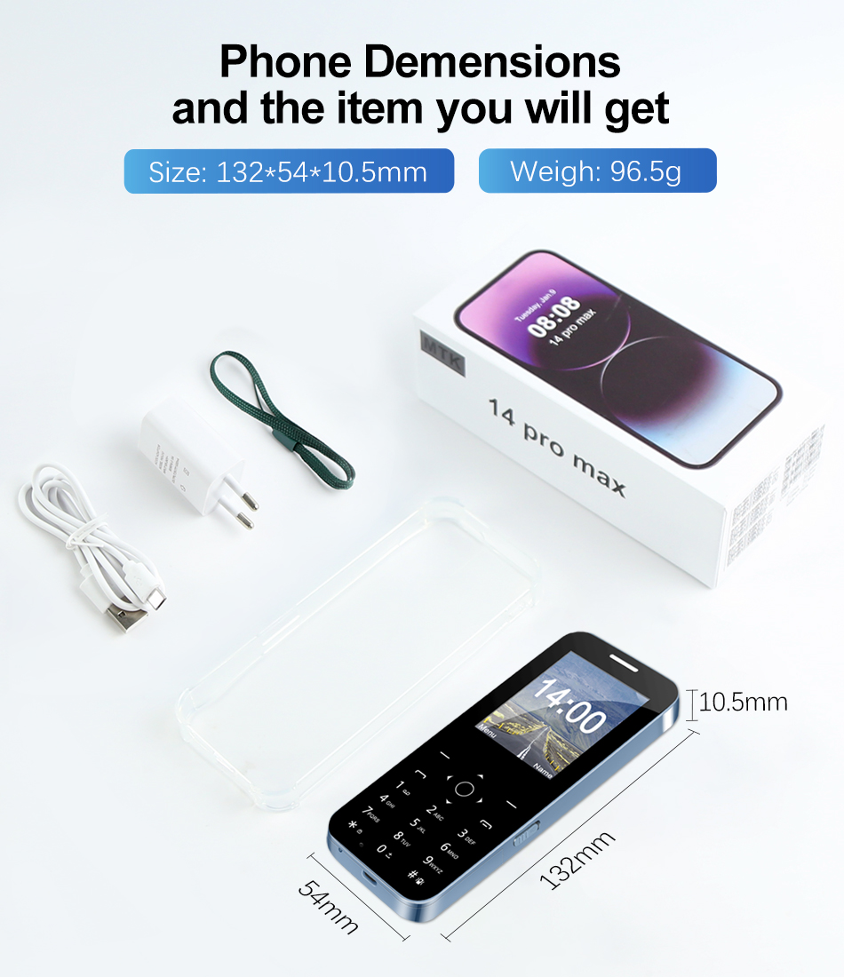 MKTEL M14 Feature Phone Four Sim Card Standby 2.4" Screen 1100mAh Battery MP3 MP4 FM Radio Senior Phone