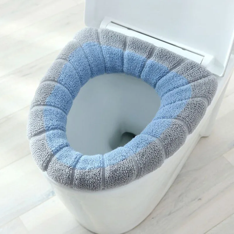 Funda cálida para asiento de inodoro, alfombrilla para inodoro, 1 pieza, accesorios de baño lavables, tejido de Color puro, almohadilla suave en forma de O