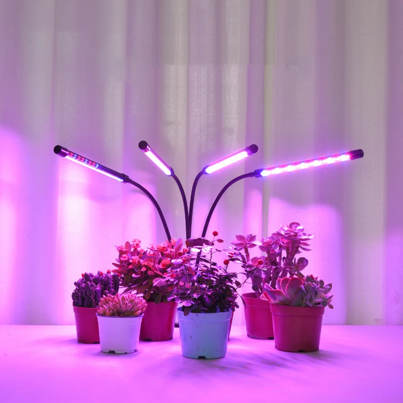 1/2/3/4 Head LED Plant Grow Light With Clip-on Plant Light 3 Light Color Switching USB Timable Dimming Full Spectrum Grow Lamp