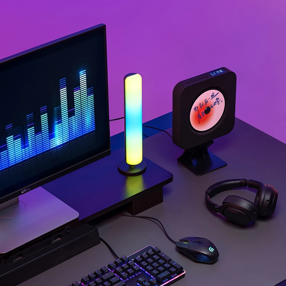 USB 충전식 RGB 픽업 라이트, 음악 리듬 조명, 업그레이드 모델, 크리스마스 장식, 데스크탑 RGB 라이트 바, 음악 리듬