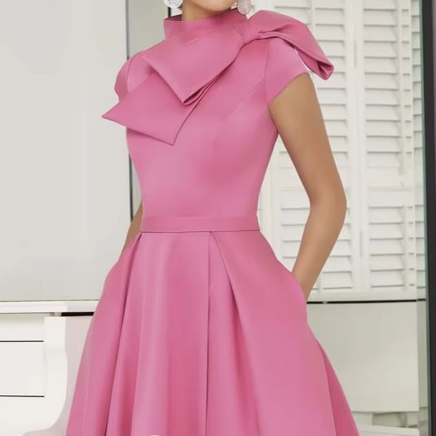 Alfaiate vestidos para mãe de noiva, roupa para mãe, vestido de festa plus size, cor doce rosa, vestido para ocasião, vestido com laço