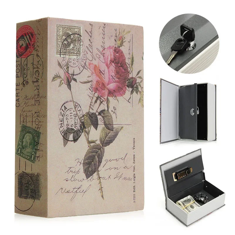 Cajas fuertes para libros, caja de libros con cerradura de llave de simulación divertida, caja de almacenamiento de hucha oculta secreta segura para efectivo de acero y Metal, tamaño 18*11,5*5,5 cm