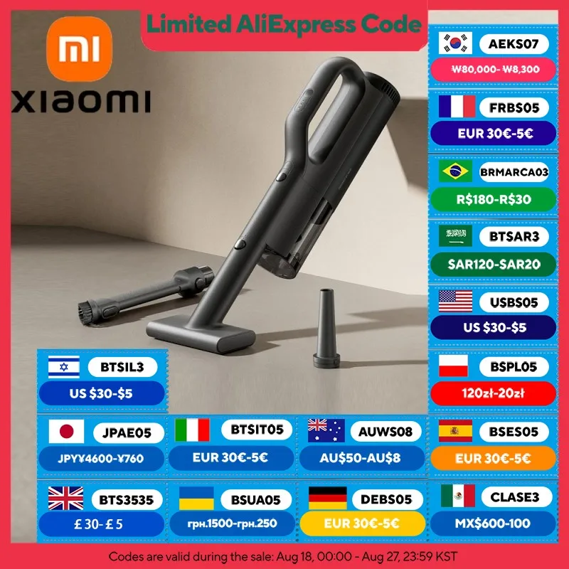 Odkurzacz samochodowy XIAOMI MIJIA, 21kPa ssania, szybkie ładowanie Type-C, pojemnik na kurz 150mL, bezprzewodowy odkurzacz do domu, bateria 2400mAh
