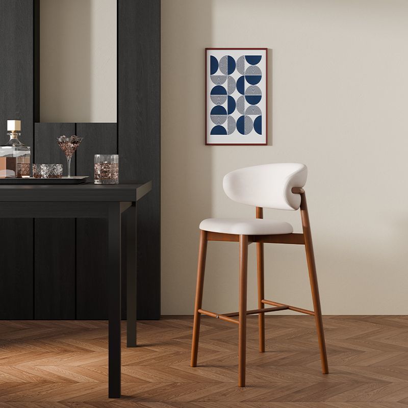 Light Luxury Modern Bar Stool with Curved Backrests, Upholstered Seats, Perfect for Kitchen Island, Family Bar and Cafe