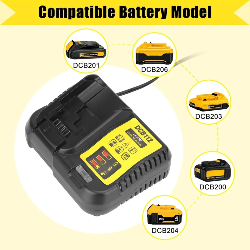DCB112 แบตเตอรี่ Li-Ion สําหรับ DeWalt 10.8V 12V 14.4V 18V 20V DCB200 DCB101 DCB115 DCB107 DCB105 DCB140 DCB118 DCB102 DCB104