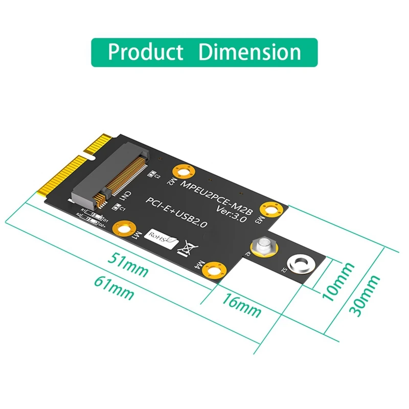 Mini M.2 Key B To PCI-E Adapter With Dual NANO SIM Card Slot For 3G/4G/5G Module