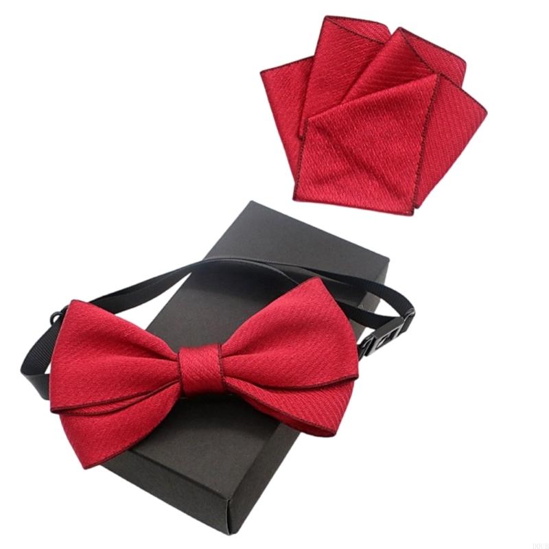 D0UB ESTILISH KIDS PRE ATIADO Bowtie con pañuelos bolsillo Set para fiestas ceremonia boda cumpleaños