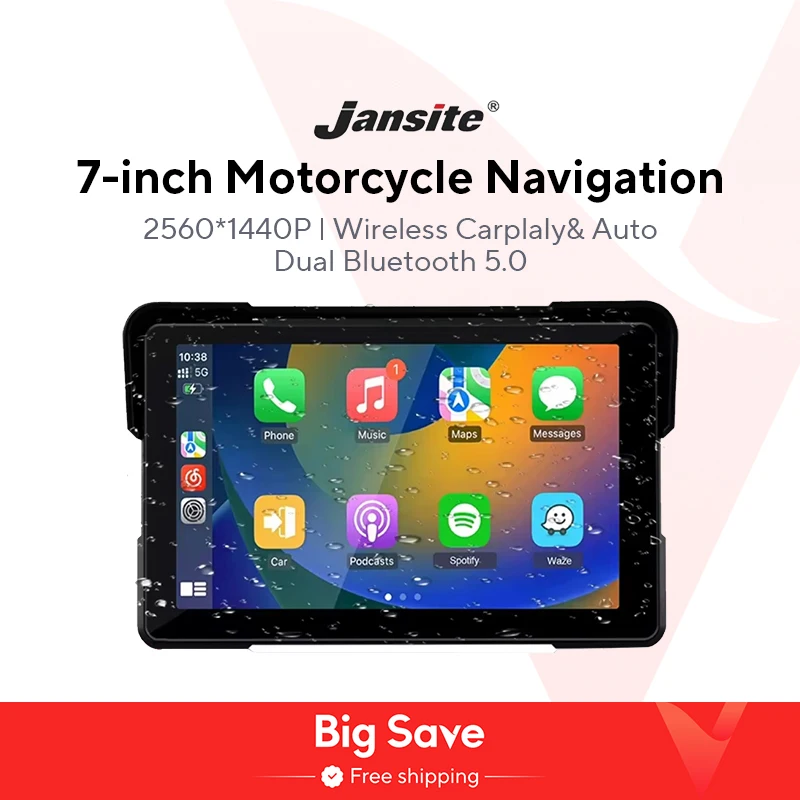 5/7 inch Carplay Motorcycle 2K HD DVR Navigation GPS Wireless CarPlay Android Auto Airplay Display Screen Portable Moto Monitor