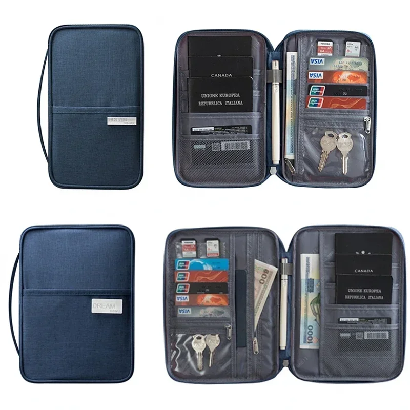 Custodia per passaporto da viaggio impermeabile Unisex donna uomo custodia multifunzione per Organizer per documenti di famiglia borsa per accessori da viaggio