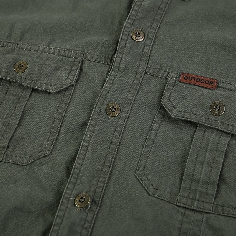 Camicia cargo primavera autunno uomo manica lunga camicie casual in cotone Camisa Militar di alta qualità overshirt marchio di abbigliamento camicetta bianca
